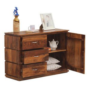 Vandyke Solid Wood Sideboard Cabinet Floor Mounted in Honey Oak Finish - Rajasthali Furniture 