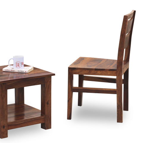 Lowa Solid Sheesham Wood Dining cum Study Chair in Natural Finish - Rajasthali Furniture 