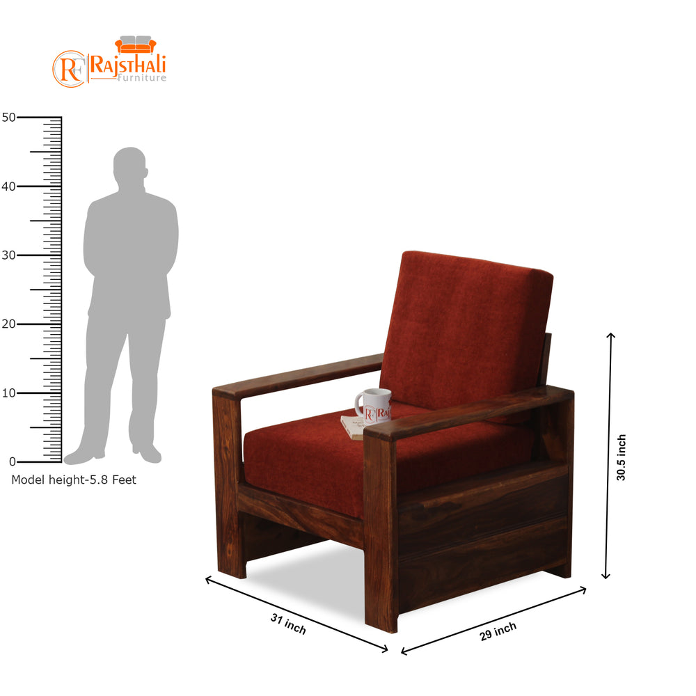 Ravishing Sheesham Wood Sofa (1 Seater, Honey Oak Finish)