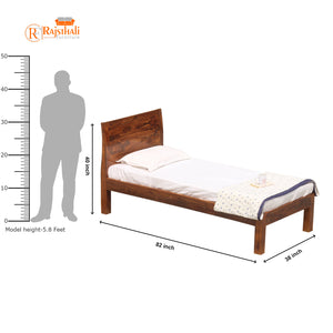 Helios Solid Wood Single Bed without Storage in Honey Oak Finish - Rajasthali Furniture 