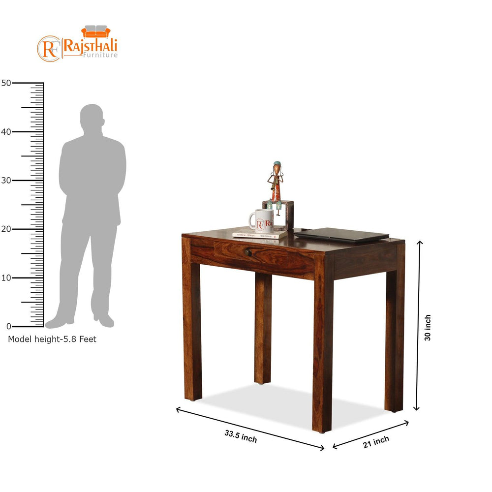Adom Sheesham Wood Study Table with 1 Drawer (Honey Oak Finish) - Rajasthali Furniture 