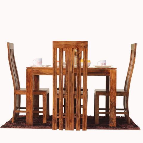 Poppy Solid Sheesham Wood Four Seat Dining table Set in Natural Finish - Rajasthali Furniture 