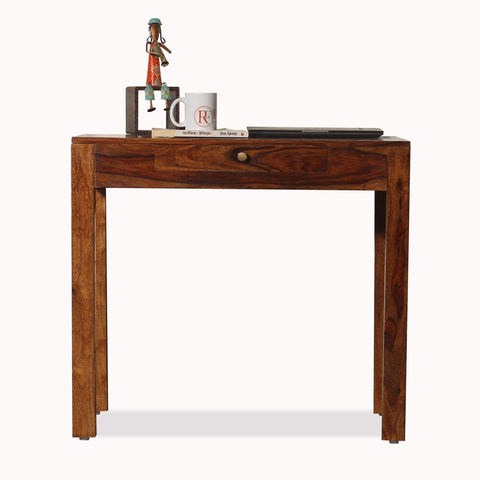 Adom Solid Wood One Drawer Writing Table in Honey Oak Finish - Rajasthali Furniture 