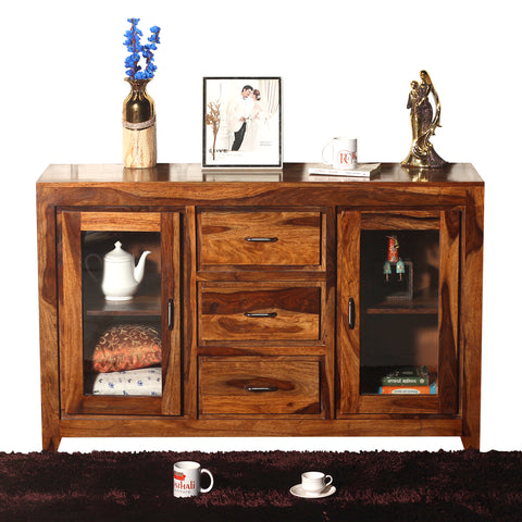 Goatee Solid Wood Modern Side Board in Honey Oak Finish - Rajasthali Furniture 