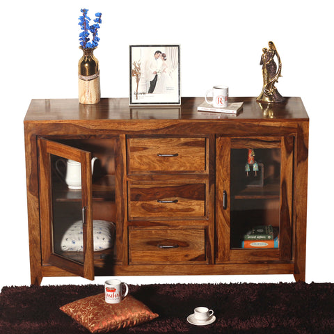 Goatee Solid Wood Modern Side Board in Honey Oak Finish - Rajasthali Furniture 