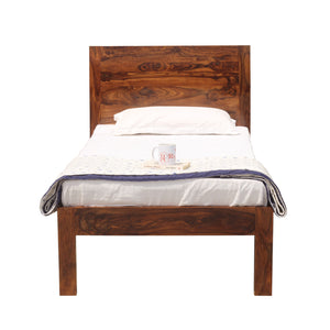 Helios Solid Wood Single Bed without Storage in Honey Oak Finish - Rajasthali Furniture 