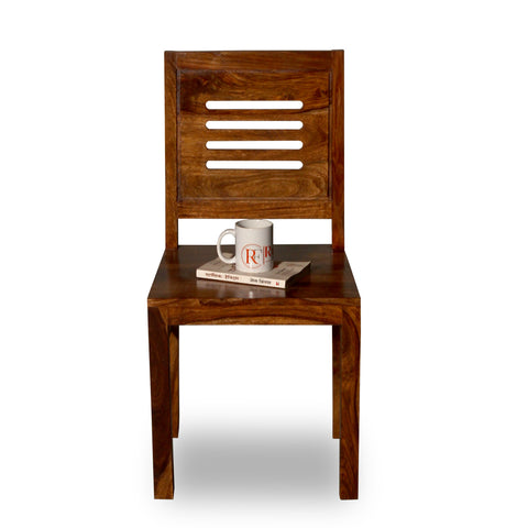 Maine Solid Sheesham Wood Dining cum Study Chair in Natural Finish - Rajasthali Furniture 