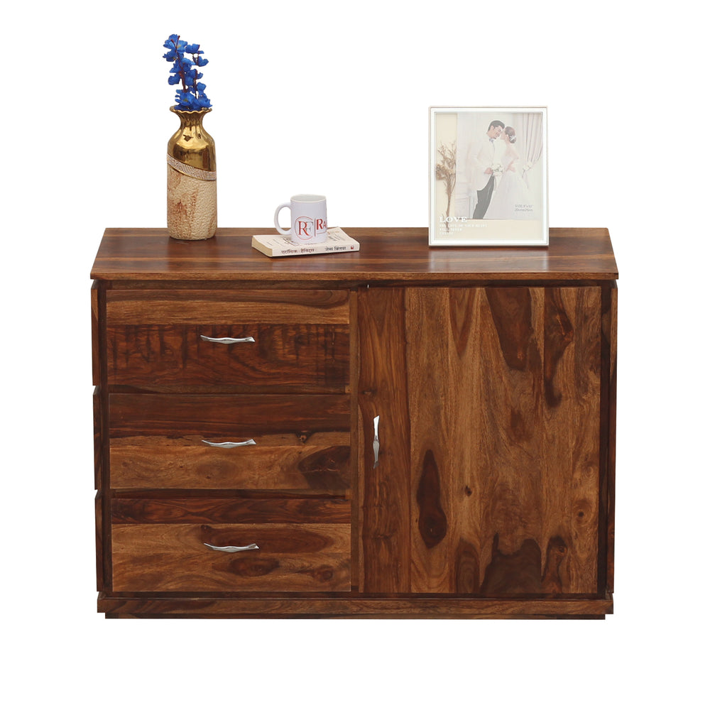 Vandyke Solid Wood Sideboard Cabinet Floor Mounted in Honey Oak Finish - Rajasthali Furniture 