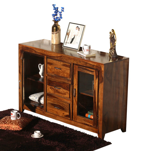 Goatee Solid Wood Modern Side Board in Honey Oak Finish - Rajasthali Furniture 