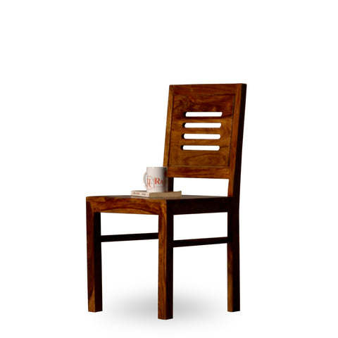 Maine Solid Sheesham Wood Dining cum Study Chair in Natural Finish - Rajasthali Furniture 