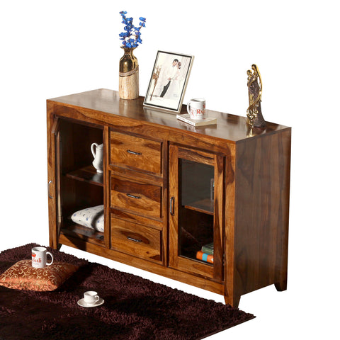 Goatee Solid Wood Modern Side Board in Honey Oak Finish - Rajasthali Furniture 