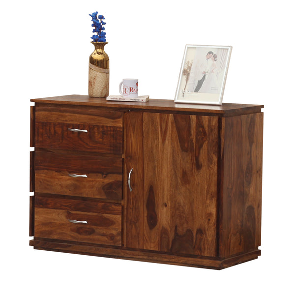 Vandyke Solid Wood Sideboard Cabinet Floor Mounted in Honey Oak Finish - Rajasthali Furniture 