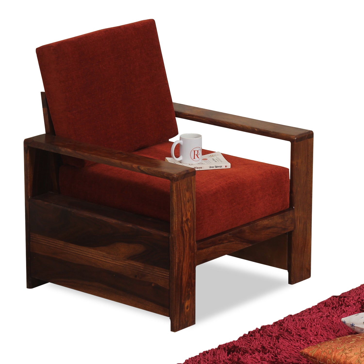 Ravishing Solid Wood Five Seat Sofa Set (3+1+1) In Honey Oak Finished - Rajasthali Furniture 