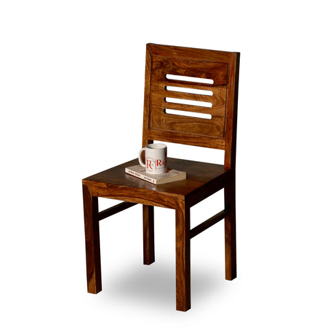 Maine Solid Sheesham Wood Dining cum Study Chair in Natural Finish - Rajasthali Furniture 