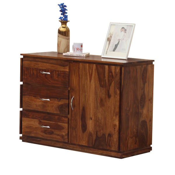Vandyke Solid Wood Sideboard Cabinet Floor Mounted in Honey Oak Finish - Rajasthali Furniture 