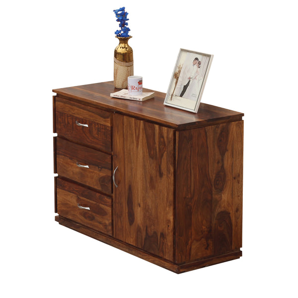 Vandyke Solid Wood Sideboard Cabinet Floor Mounted in Honey Oak Finish - Rajasthali Furniture 