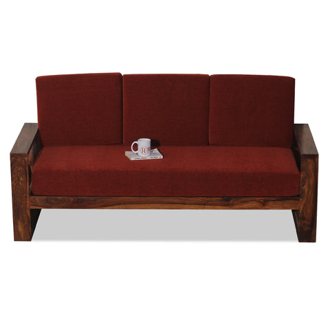 Seam Solid Wood Three Seat Sofa Set In Honey Oak Finished - Rajasthali Furniture 