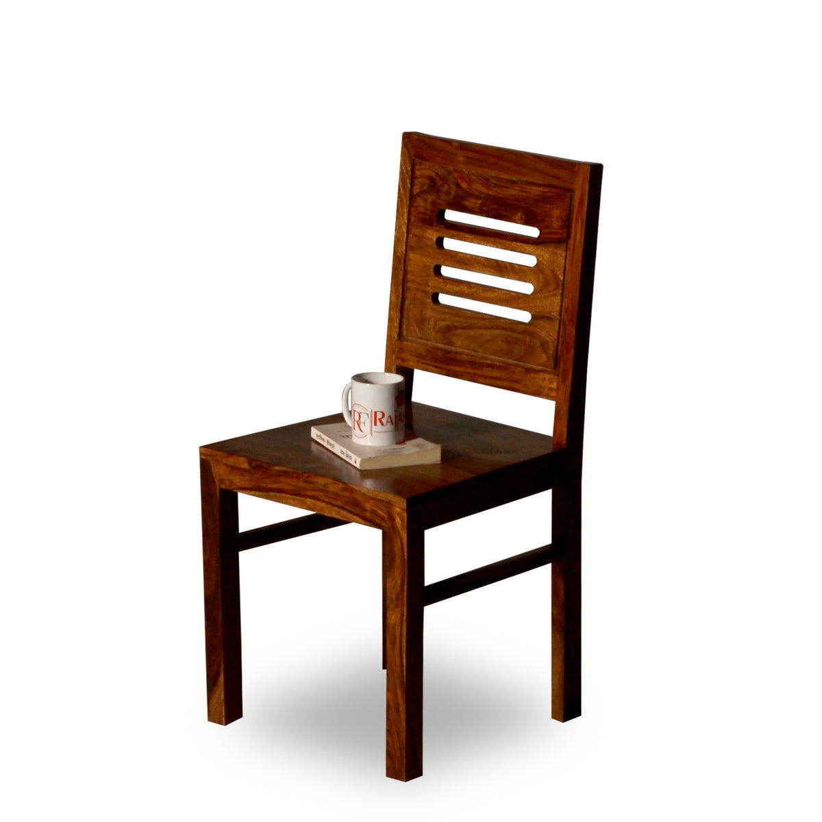 Maine Solid Sheesham Wood Dining cum Study Chair in Natural Finish - Rajasthali Furniture 