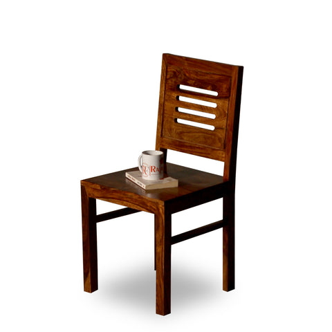 Maine Solid Sheesham Wood Dining cum Study Chair in Natural Finish - Rajasthali Furniture 