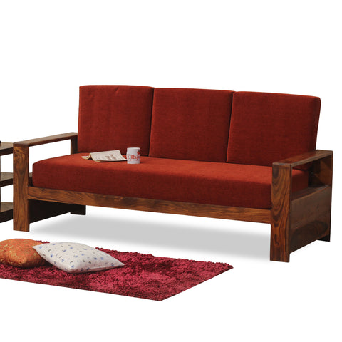 Ravishing Solid Wood Three Seat Sofa Set In Honey Oak Finished - Rajasthali Furniture 