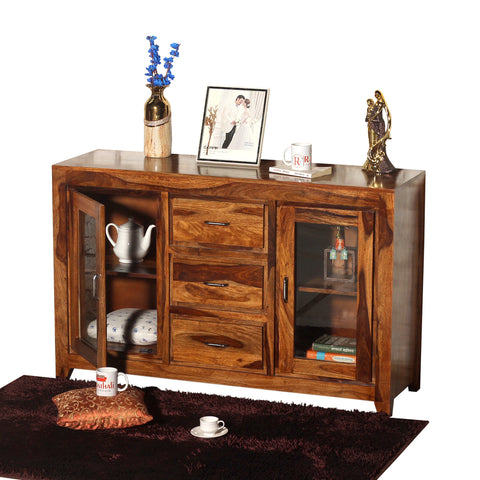 Goatee Solid Wood Modern Side Board in Honey Oak Finish - Rajasthali Furniture 