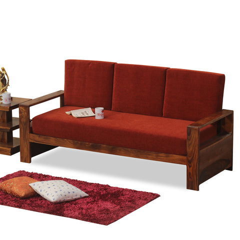 Ravishing Solid Wood Three Seat Sofa Set In Honey Oak Finished - Rajasthali Furniture 