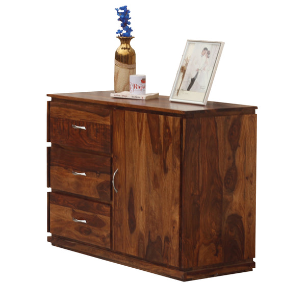 Vandyke Solid Wood Sideboard Cabinet Floor Mounted in Honey Oak Finish - Rajasthali Furniture 