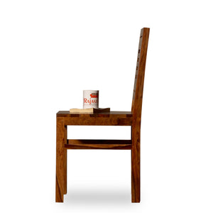 Maine Solid Sheesham Wood Dining cum Study Chair in Natural Finish - Rajasthali Furniture 