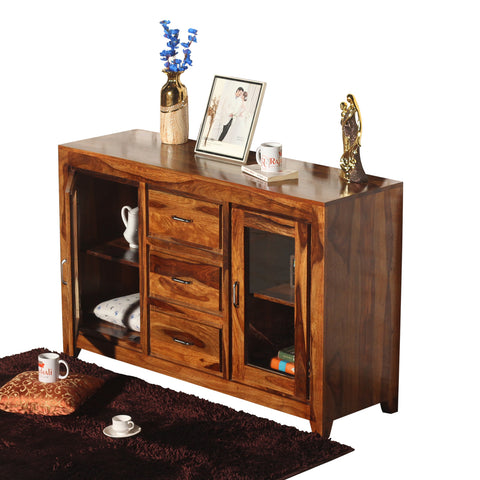 Goatee Solid Wood Modern Side Board in Honey Oak Finish - Rajasthali Furniture 