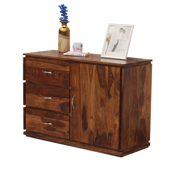 Vandyke Solid Wood Sideboard Cabinet Floor Mounted in Honey Oak Finish - Rajasthali Furniture 
