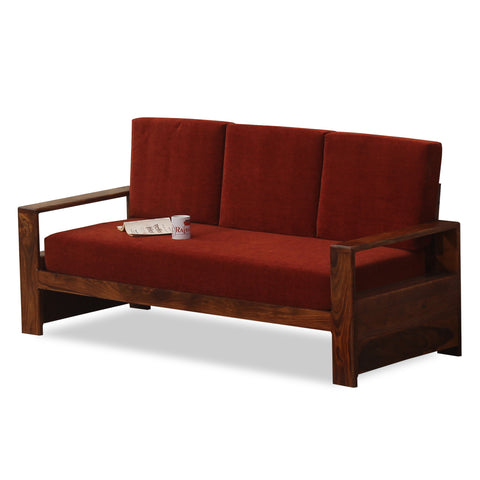 Ravishing Solid Wood Three Seat Sofa Set In Honey Oak Finished - Rajasthali Furniture 