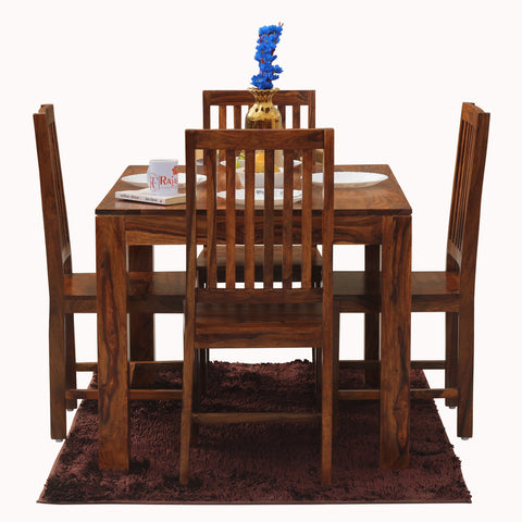 Samoa Solid Sheesham Wood Four Seat Dining Table set in Natural Finish - Rajasthali Furniture 