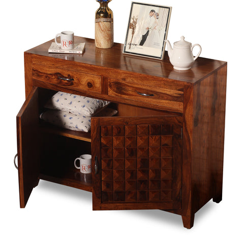 Diamond Solid Wood Two Door And Two Drawer Sideboard in Natural Finish - Rajasthali Furniture 