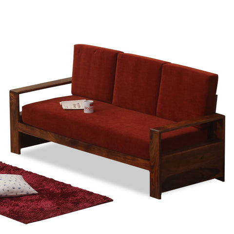 Ravishing Solid Wood Three Seat Sofa Set In Honey Oak Finished - Rajasthali Furniture 