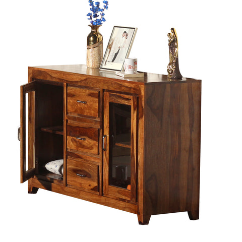 Goatee Solid Wood Modern Side Board in Honey Oak Finish - Rajasthali Furniture 