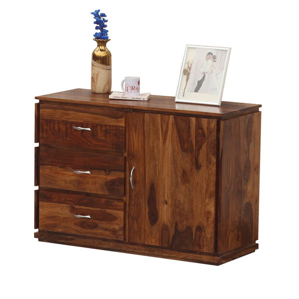 Vandyke Solid Wood Sideboard Cabinet Floor Mounted in Honey Oak Finish - Rajasthali Furniture 