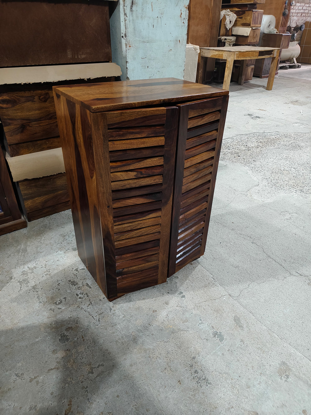 Rajasthali Furniture Woodcrony Sheesham Wood Multipurpose Shoe Rack Cabinet for Home | Solid Wood Shoe Cabinet Storage | Eentrway | Rosewood Slipper Racks for Living Room - Medium, Honey Finish - Rajasthali Furniture 