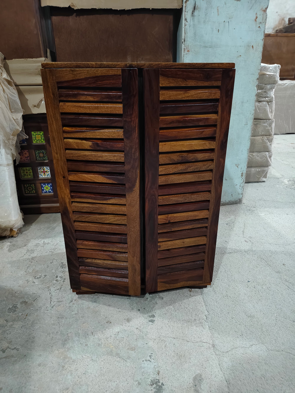 Rajasthali Furniture Woodcrony Sheesham Wood Multipurpose Shoe Rack Cabinet for Home | Solid Wood Shoe Cabinet Storage | Eentrway | Rosewood Slipper Racks for Living Room - Medium, Honey Finish - Rajasthali Furniture 