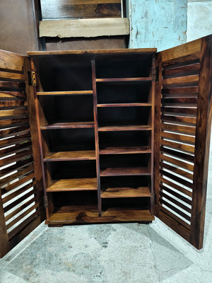 Rajasthali Furniture Woodcrony Sheesham Wood Multipurpose Shoe Rack Cabinet for Home | Solid Wood Shoe Cabinet Storage | Eentrway | Rosewood Slipper Racks for Living Room - Medium, Honey Finish