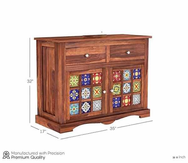 Tile design Sheesham wood sideboard dimensions 35 x 17 x 32 inches