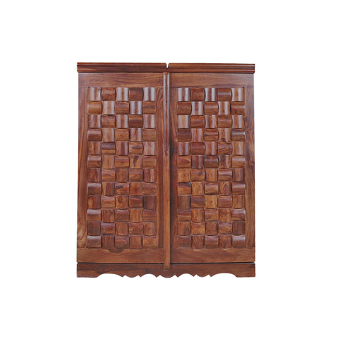 Reidville Solid Wood Bar Unit in Honey oak finished Rajasthali Furniture - rajasthali-furniture