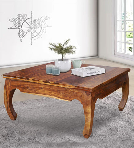 Rumia Solid Wood Center Table in Honey Oak Finished Rajasthali Furniture - Rajasthali Furniture 