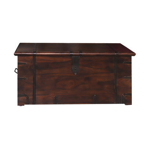 Pomona wooden storage trunk in walnut - Rajasthali Furniture 