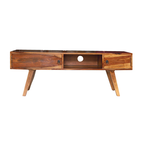 Lekedi 57" Solid Wood Open Shelf with Two Palla TV Unit - Rajasthali Furniture 