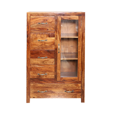 Konto Wooden Display Side board cabinet in Natural Finish - Rajasthali Furniture 