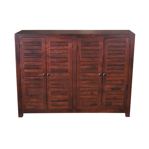 Haze Solid Wood Four Door Shoe Rack  In Wallnut - rajasthali-furniture