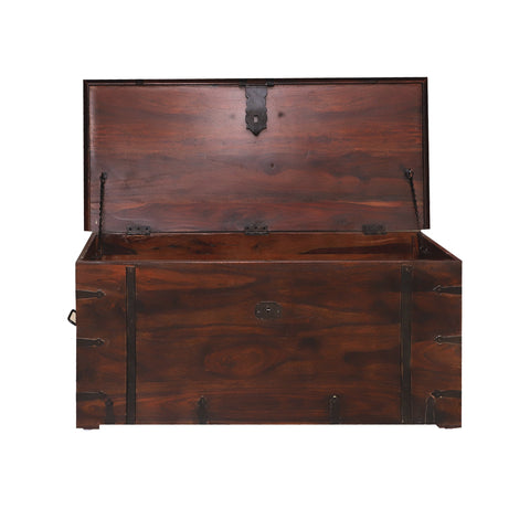 Pomona wooden storage trunk in walnut - Rajasthali Furniture 