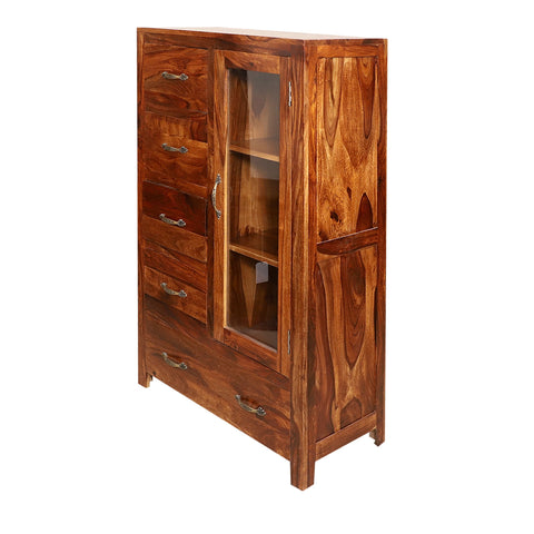 Konto Wooden Display Side board cabinet in Natural Finish - Rajasthali Furniture 