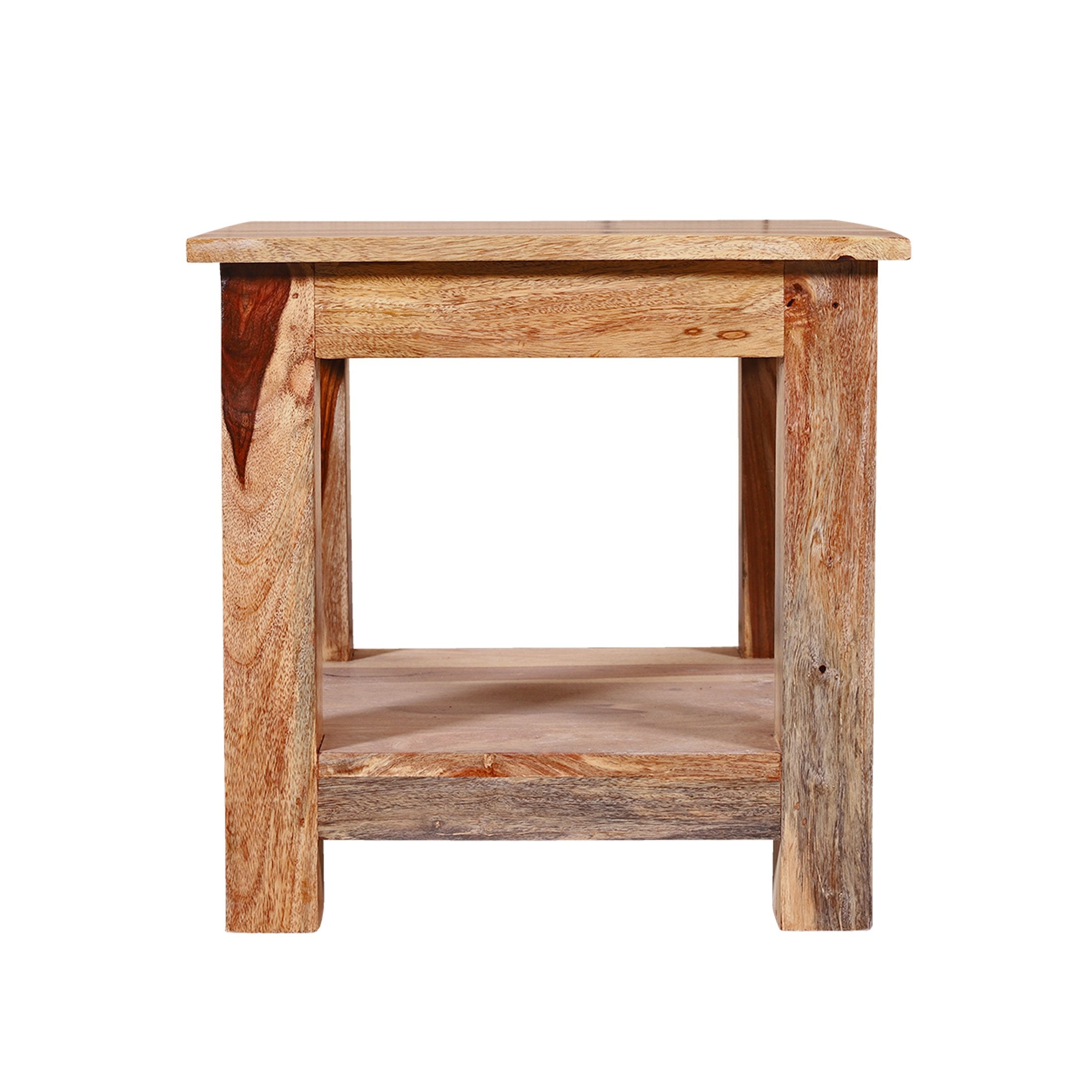 Caserta Solid Wood in Natural Side Table/ Night Stand - rajasthali-furniture