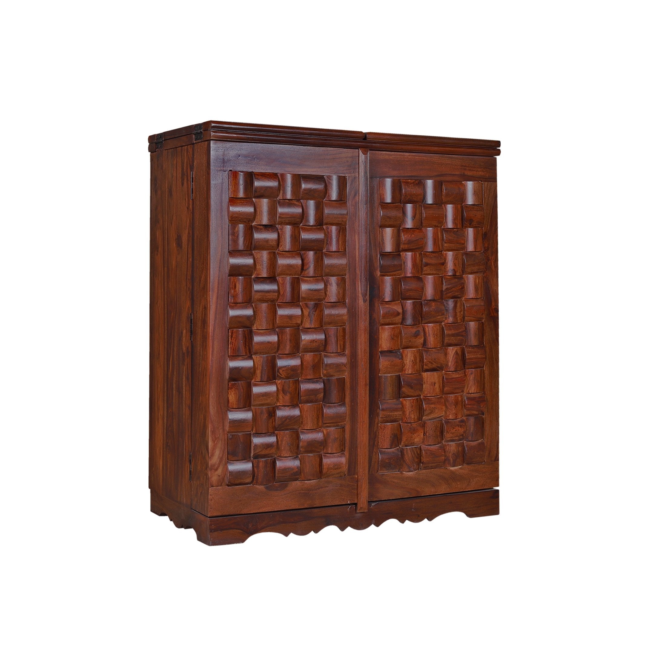 Reidville Solid Wood Bar Unit in Honey oak finished Rajasthali Furniture - rajasthali-furniture